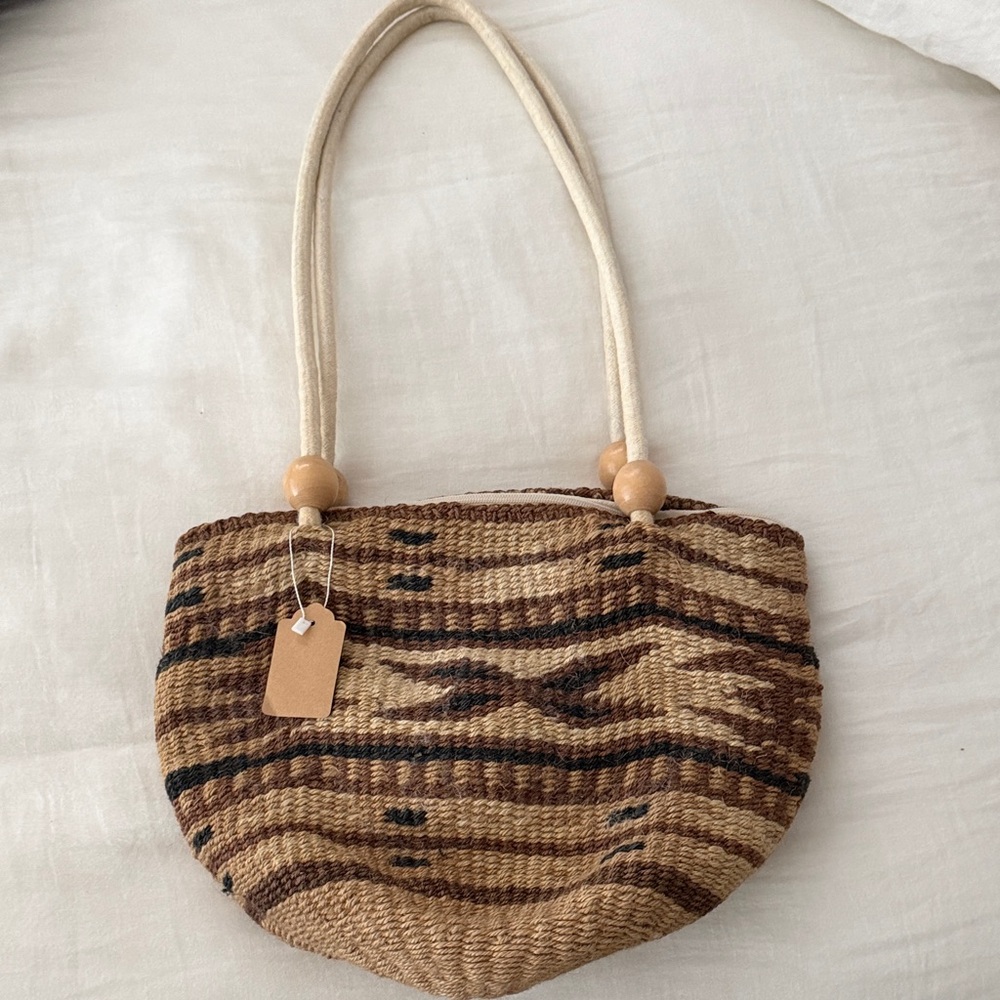 Handcrafted Tan and Brown Woven Bag
